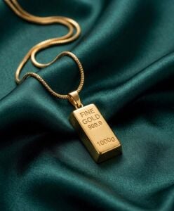 Altın Kaplama Külçe Altın Tasarım Kolye - Zarif Yılan Zincir Bijuteri Kolye