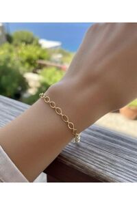 Gold Kaplama Dokulu Kadın Zincir Bileklik Modeli