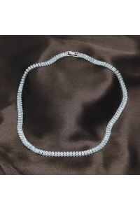 Suyolu Kolye Baget Taşlı Zirkon Taşlı Zirkonyum 44 Cm Gümüş Renk